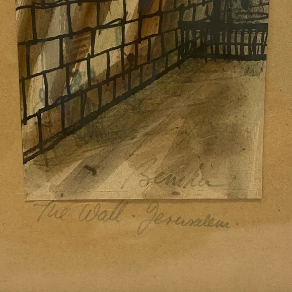 Vintage “The Wall Jerusalem “ Watercolour Painting Framed And Signed 15”-8” Rare